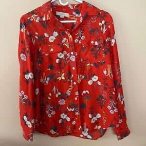 Loft floral button front blouse